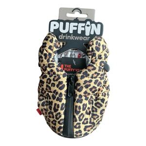 Leopard Print puffy vest koozie